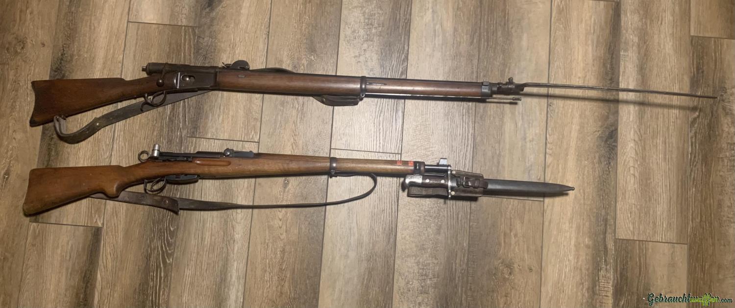 Vetterli Gewehr mit Nadelbajonett und K31 mit nummergleichem Bajonett Vetterli Gewehr mit Nadelbajonett und K31 mit nummergleichem Bajonett