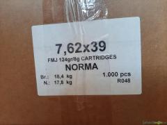 7.62x39 Norma Tactical 124gr FMJ Munition