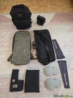 2 Gewehr Taschen, Pistolen Rucksack, Brille, Gehörschutz etc.
