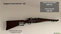 Support mural imprimé en 3D pour armes longues