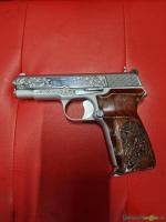 verchromte und gravierte Zastava M88-Pistole, Kaliber 9x19 mm