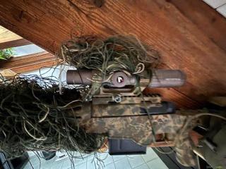 Custom Airsoft Sniper HPA / CO2 (Mancraft SDiK) + Victoptics Scope, Ghillie & Zubehör